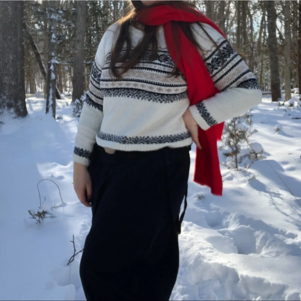 Croft and Barrow M White Soft Cabin Sweater circa Y2k - Picture 2 of 9